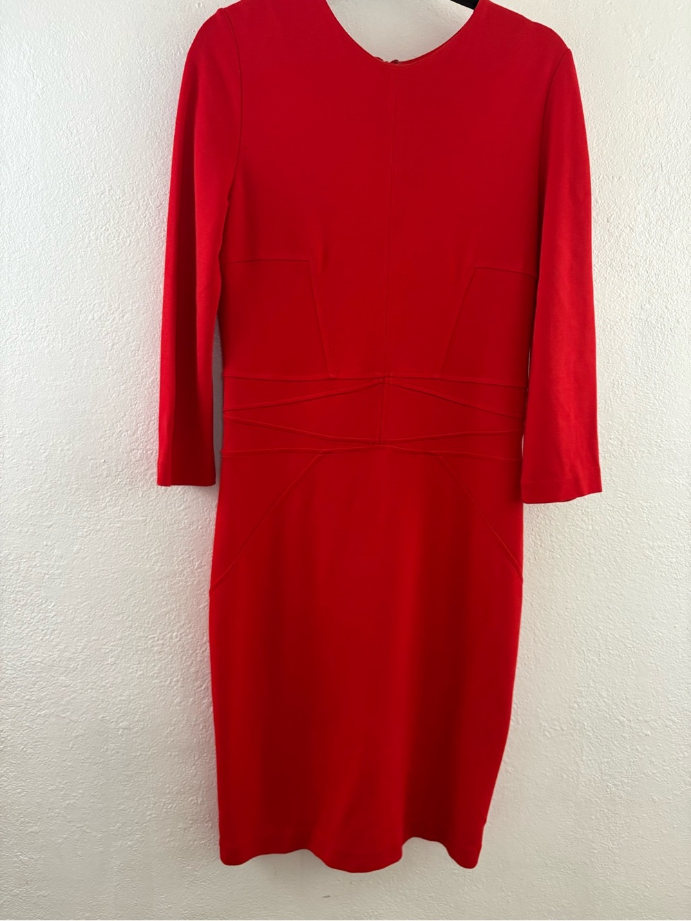 MNG by Mango red long-sleeve sheath dress. Size L